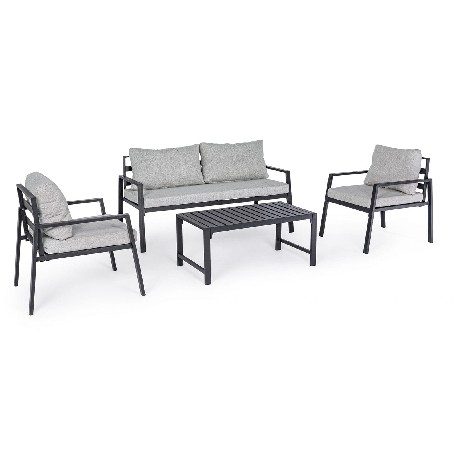 Salottino moderno per esterno "Lorillard" in alluminio con cuscini da giardino e veranda in Set di mobili Decor Space - Altamura, commercioVirtuoso.it