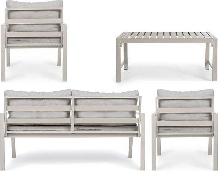 Salottino moderno per esterno "Lorillard" in alluminio con cuscini da giardino e veranda in Set di mobili Decor Space - Altamura, commercioVirtuoso.it