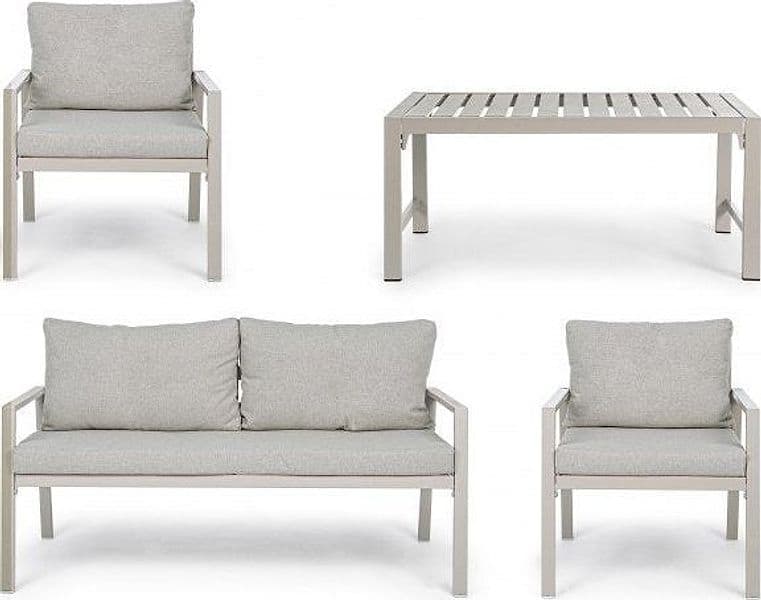 Salottino moderno per esterno "Lorillard" in alluminio con cuscini da giardino e veranda in Set di mobili Decor Space - Altamura, commercioVirtuoso.it