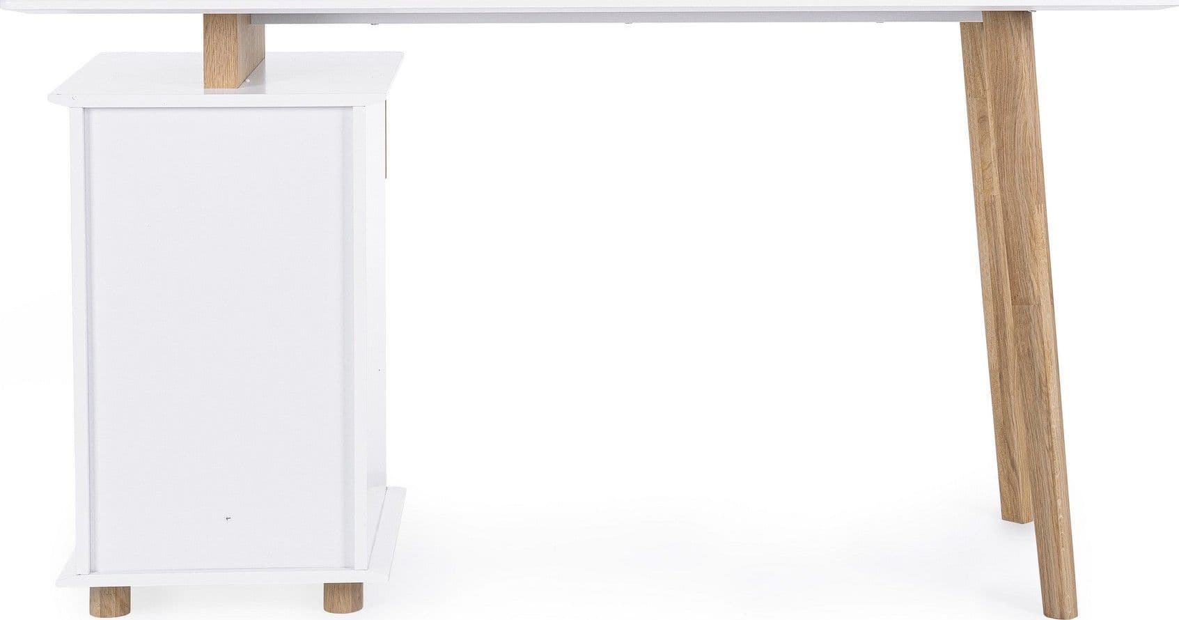 Scrivania "Montreal" con cassettiera bianca e legno, gambe in pino, piano in MDF, 140 x 60 cm in Postazioni di lavoro per computer Decor Space - Altamura, commercioVirtuoso.it