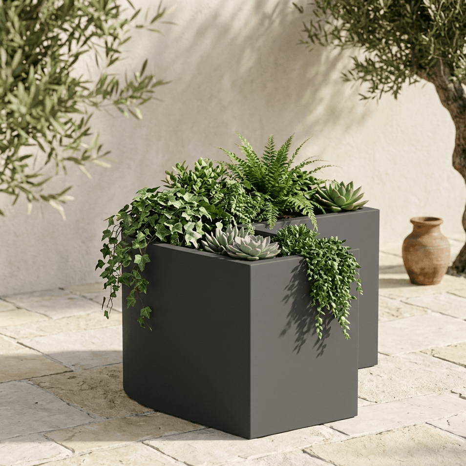 Vaso angolare Cromia Flowerpot decorazione tinta unita in resina "Made in Italy" - 23