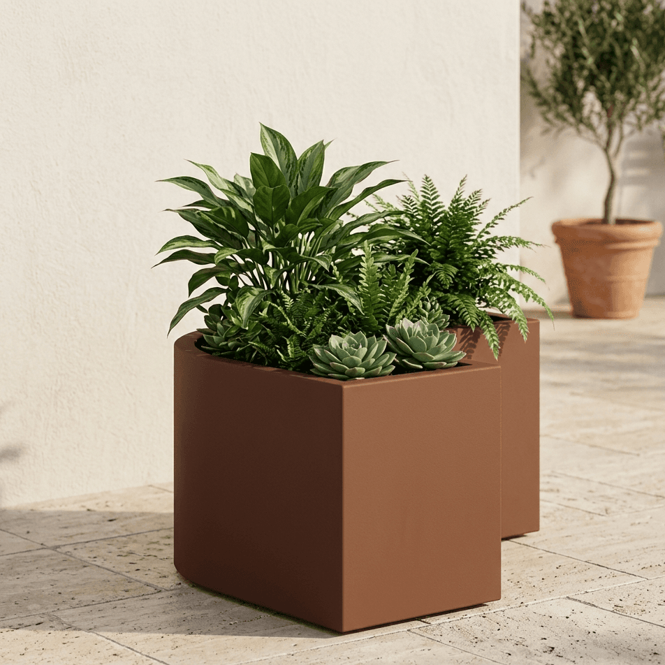 Vaso angolare Cromia Flowerpot decorazione tinta unita in resina "Made in Italy" - 25