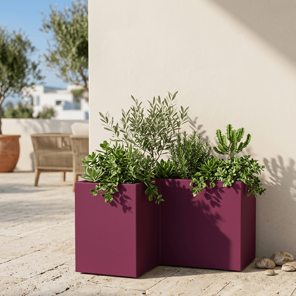 Vaso angolare Cromia Flowerpot decorazione tinta unita in resina "Made in Italy" - 22