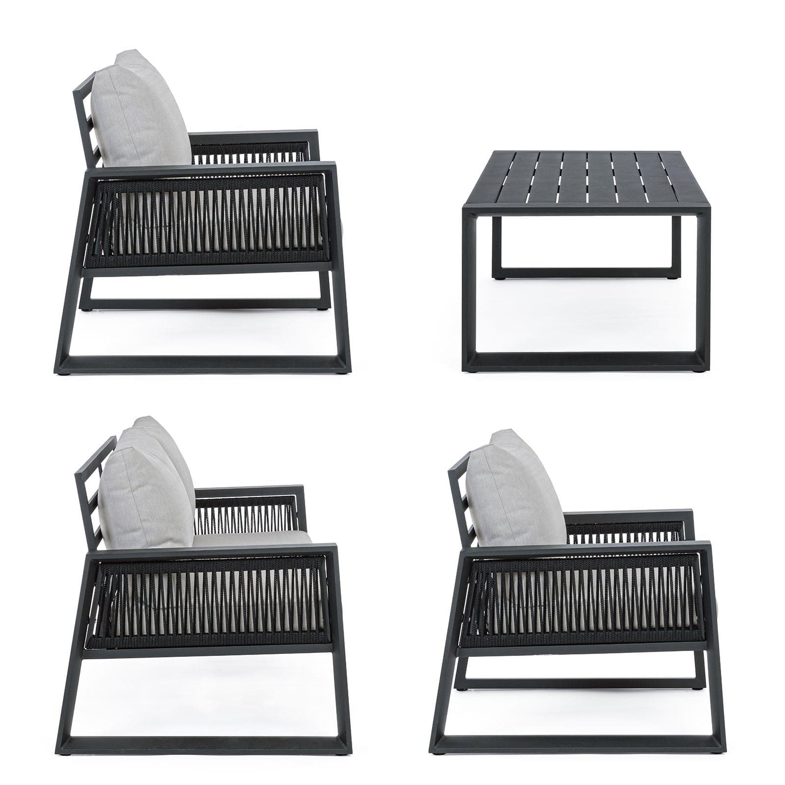 Salottino da giardino "Captiva" in alluminio con corde sintetiche per esterno in Set di mobili Decor Space - Altamura, commercioVirtuoso.it