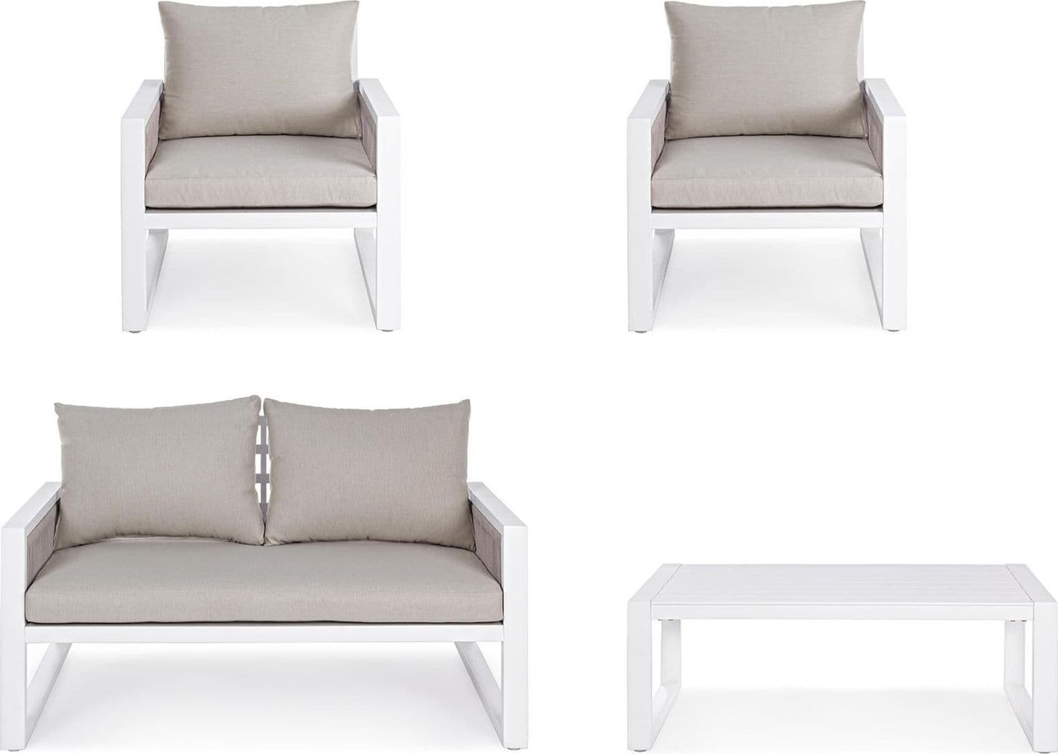 Salottino da giardino "Captiva" in alluminio con corde sintetiche per esterno Giardino e giardinaggio/Arredamento da giardino e accessori/Set di mobili Decor Space - Altamura, Commerciovirtuoso.it