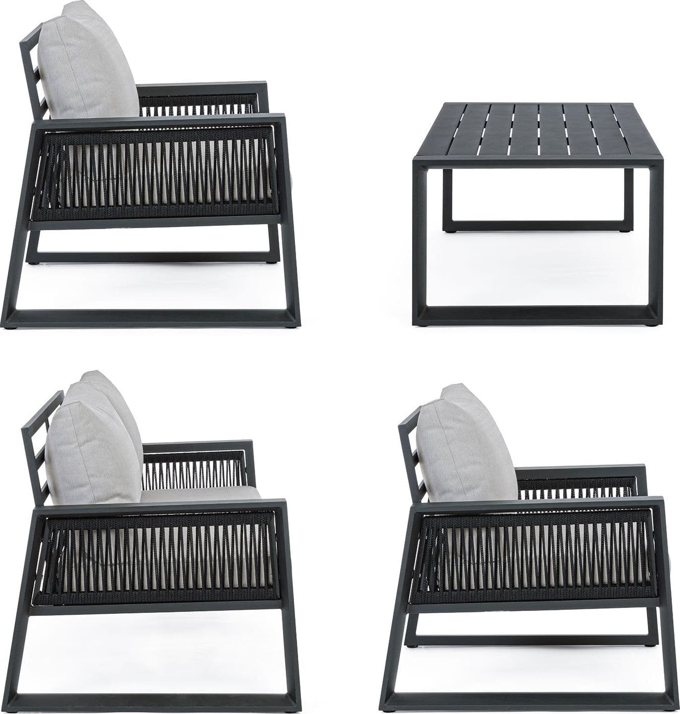 Salottino da giardino "Captiva" in alluminio con corde sintetiche per esterno Giardino e giardinaggio/Arredamento da giardino e accessori/Set di mobili Decor Space - Altamura, Commerciovirtuoso.it