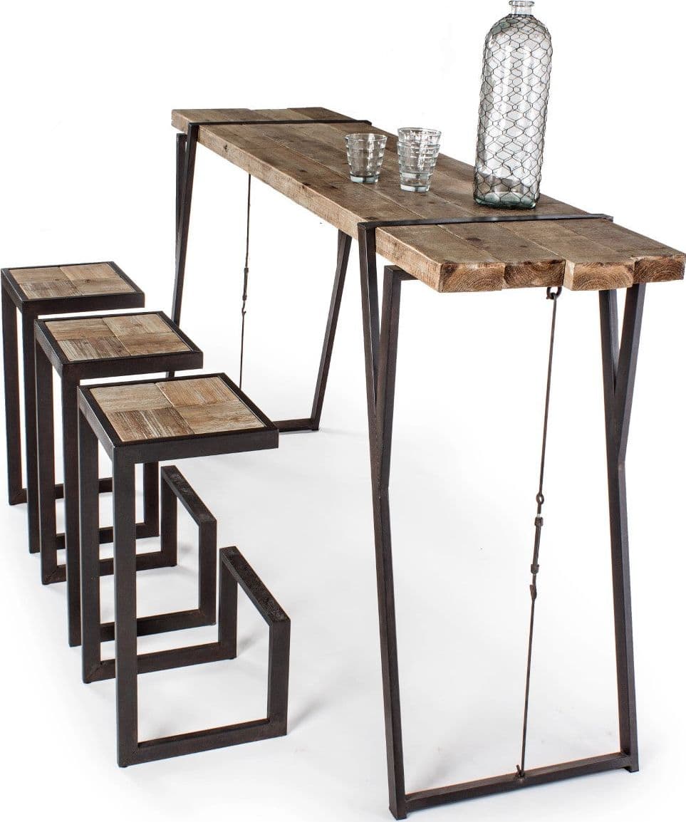 Tavolo Bar Blocks rettangolare, con gambe, in legno di abete da 200 x 54 cm in Tavoli da sala da pranzo Decor Space - Altamura, commercioVirtuoso.it