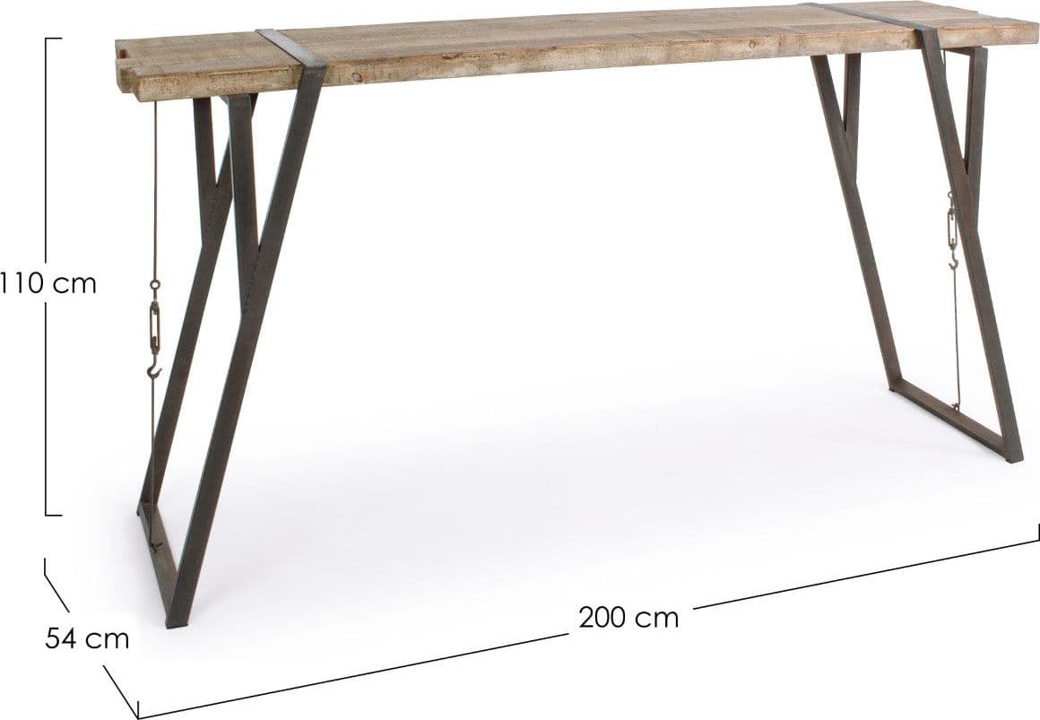Tavolo Bar Blocks rettangolare, con gambe, in legno di abete da 200 x 54 cm in Tavoli da sala da pranzo Decor Space - Altamura, commercioVirtuoso.it