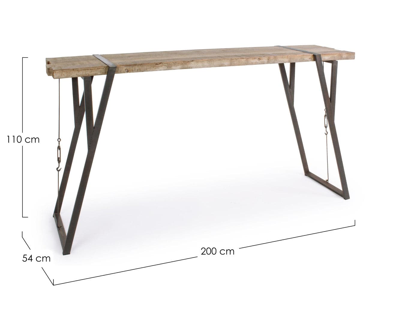 Tavolo Bar Blocks rettangolare, con gambe, in legno di abete da 200 x 54 cm in Tavoli da sala da pranzo Decor Space - Altamura, commercioVirtuoso.it