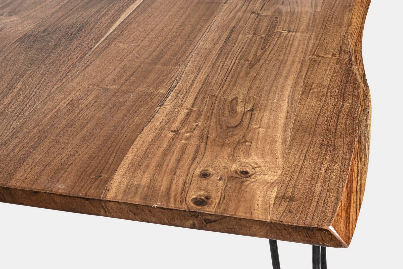 Tavolo Barrow rettangolare, con Gambe in acciaio, piano in legno di acacia da 180 x 90 cm in Tavoli da sala da pranzo Decor Space - Altamura, commercioVirtuoso.it