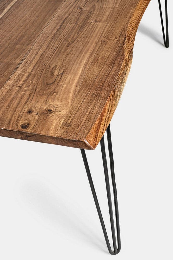 Tavolo Barrow rettangolare, con Gambe in acciaio, piano in legno di acacia da 180 x 90 cm in Tavoli da sala da pranzo Decor Space - Altamura, commercioVirtuoso.it