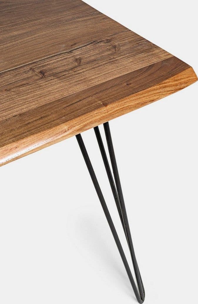 Tavolo Barrow rettangolare, con Gambe in acciaio, piano in legno di acacia da 180 x 90 cm in Tavoli da sala da pranzo Decor Space - Altamura, commercioVirtuoso.it