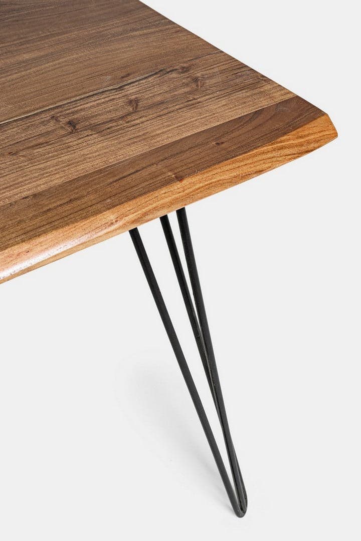 Tavolo Barrow rettangolare, con Gambe in acciaio, piano in legno di acacia da 180 x 90 cm in Tavoli da sala da pranzo Decor Space - Altamura, commercioVirtuoso.it