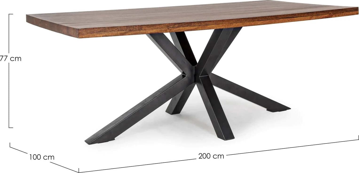 Tavolo Arnav rettangolare, con gambe, piano in legno di mango da 200 x 100 cm Casa e cucina/Arredamento/Sala da pranzo/Tavoli da sala da pranzo Decor Space - Altamura, Commerciovirtuoso.it