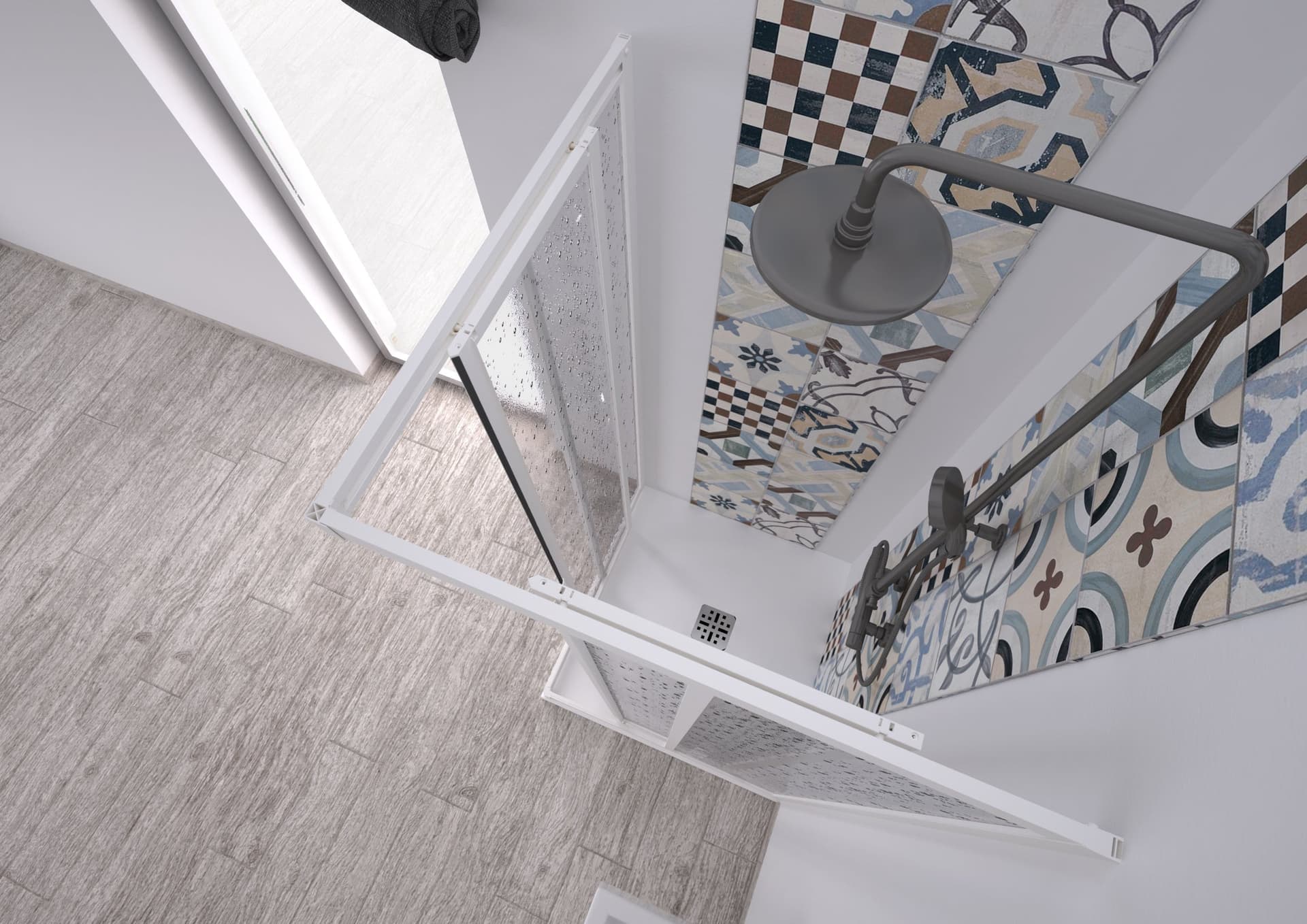Box doccia angolare "Acril" in Acrilico con profili in PVC apertura centrale riducibile "Made in Italy" in Box doccia Decor Space - Altamura, commercioVirtuoso.it