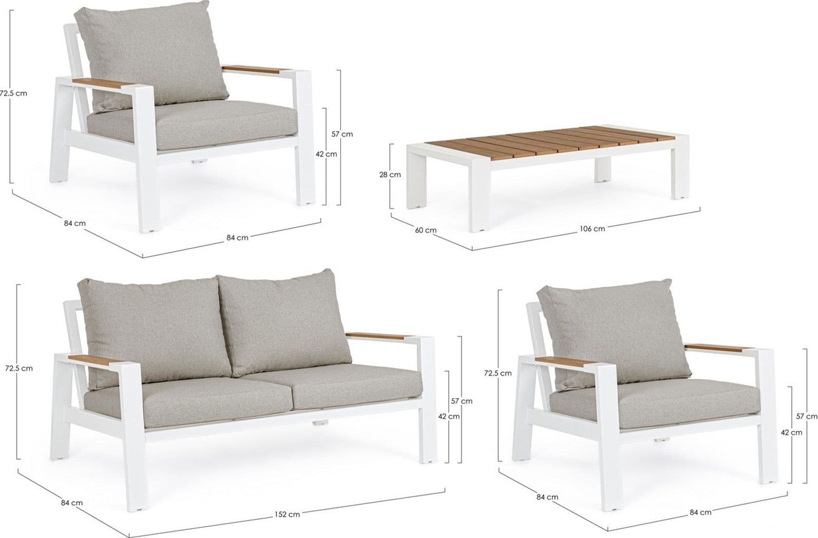 Salottino moderno "Einar" in alluminio e polywood da giardino e veranda - 22