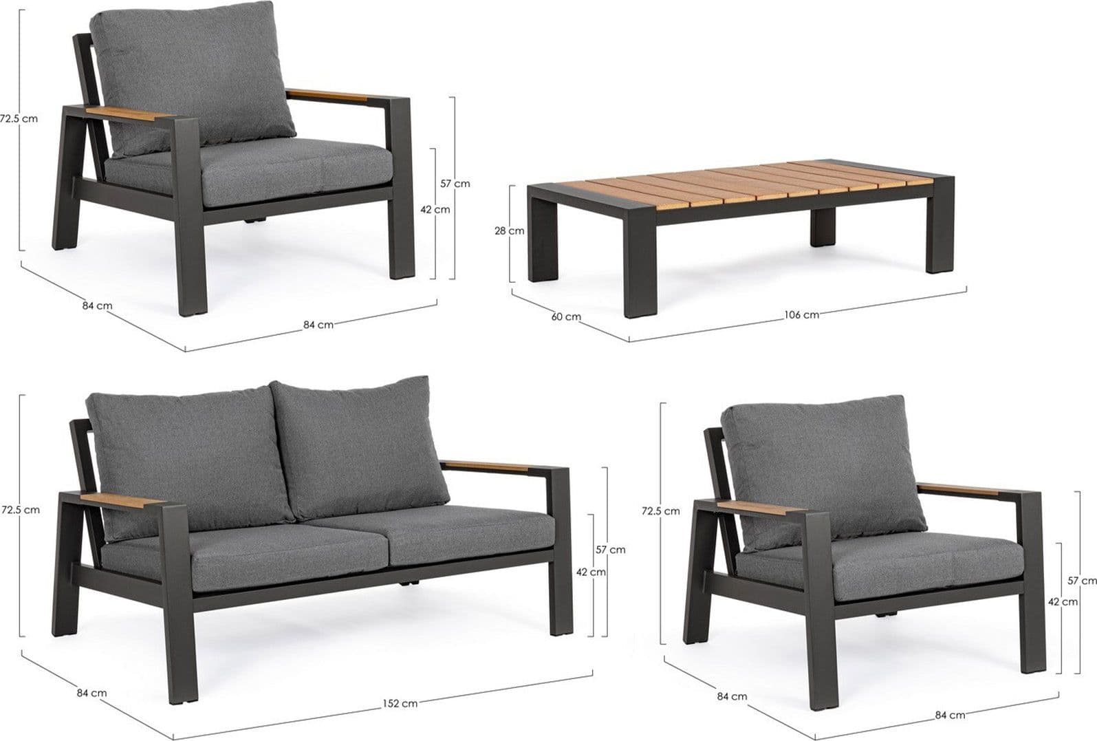 Salottino moderno "Einar" in alluminio e polywood da giardino e veranda - 23