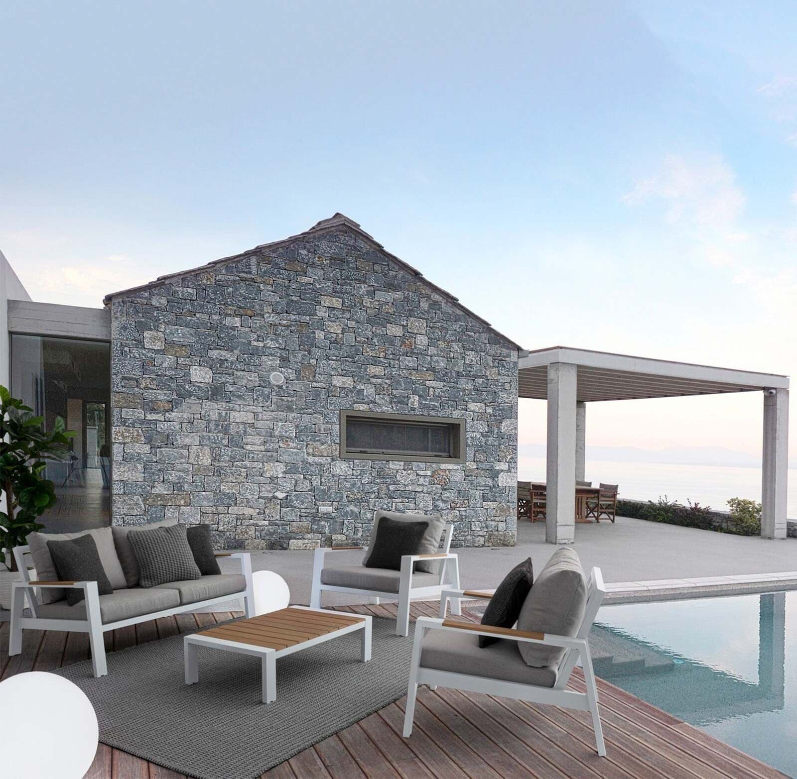 Salottino moderno ''Einar'' in alluminio e polywood da giardino e veranda Giardino e giardinaggio/Arredamento da giardino e accessori/Set di mobili Decor Space - Altamura, Commerciovirtuoso.it
