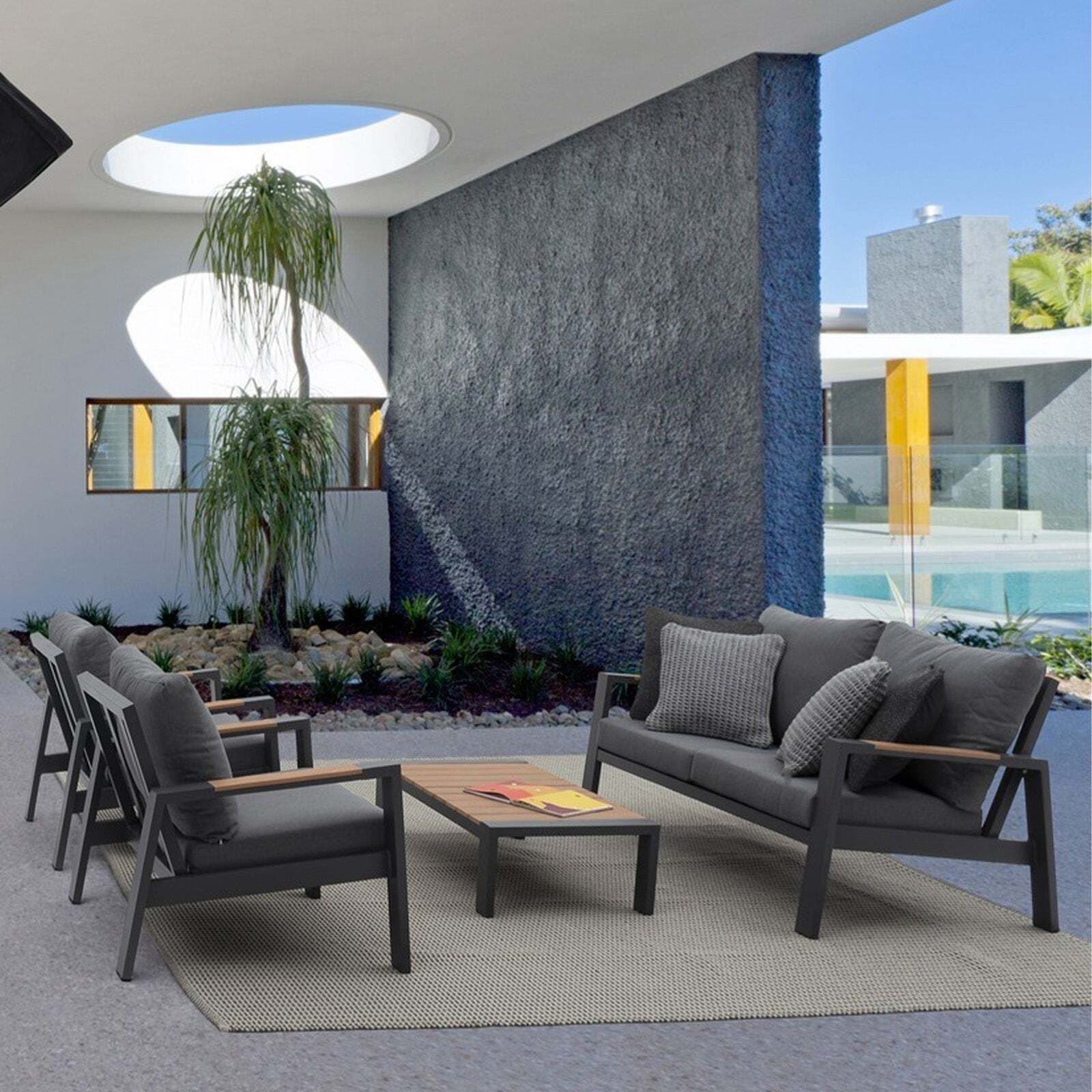Salottino moderno ''Einar'' in alluminio e polywood da giardino e veranda Giardino e giardinaggio/Arredamento da giardino e accessori/Set di mobili Decor Space - Altamura, Commerciovirtuoso.it
