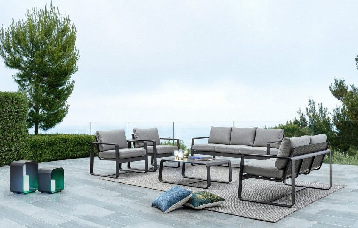 Divano "Merrigan" in alluminio verniciato a polvere da giardino e veranda in Divani Decor Space - Altamura, commercioVirtuoso.it