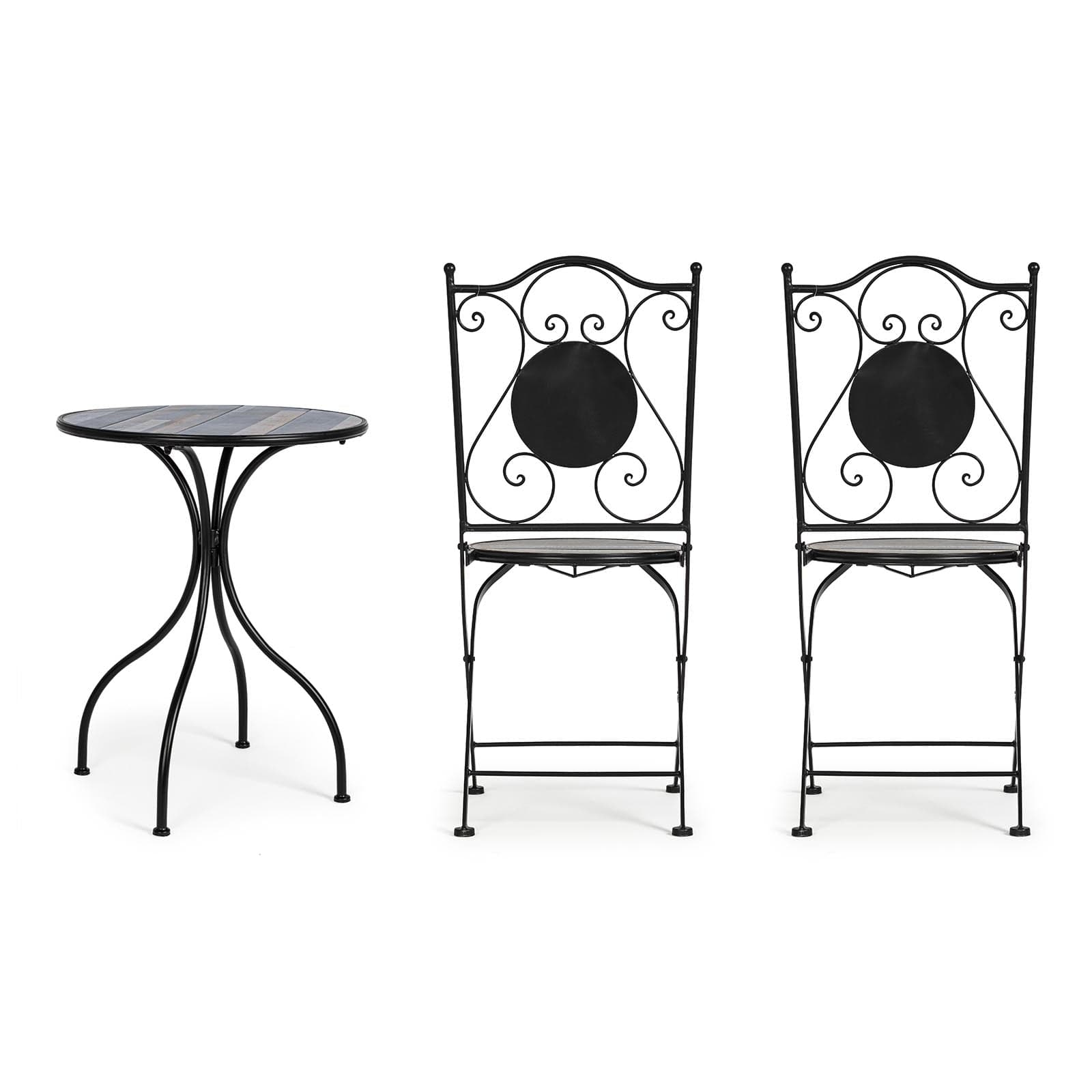 Set Tavolino tondo con 2 sedie in acciaio per giardino e bar da esterno in Tavoli standard Decor Space - Altamura, commercioVirtuoso.it