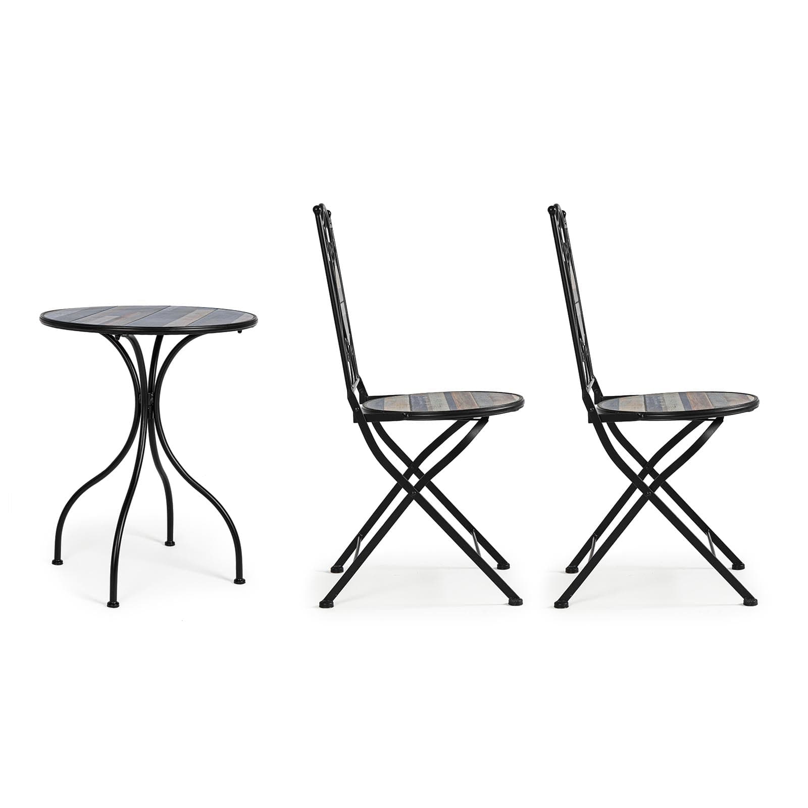 Set Tavolino tondo con 2 sedie in acciaio per giardino e bar da esterno in Tavoli standard Decor Space - Altamura, commercioVirtuoso.it