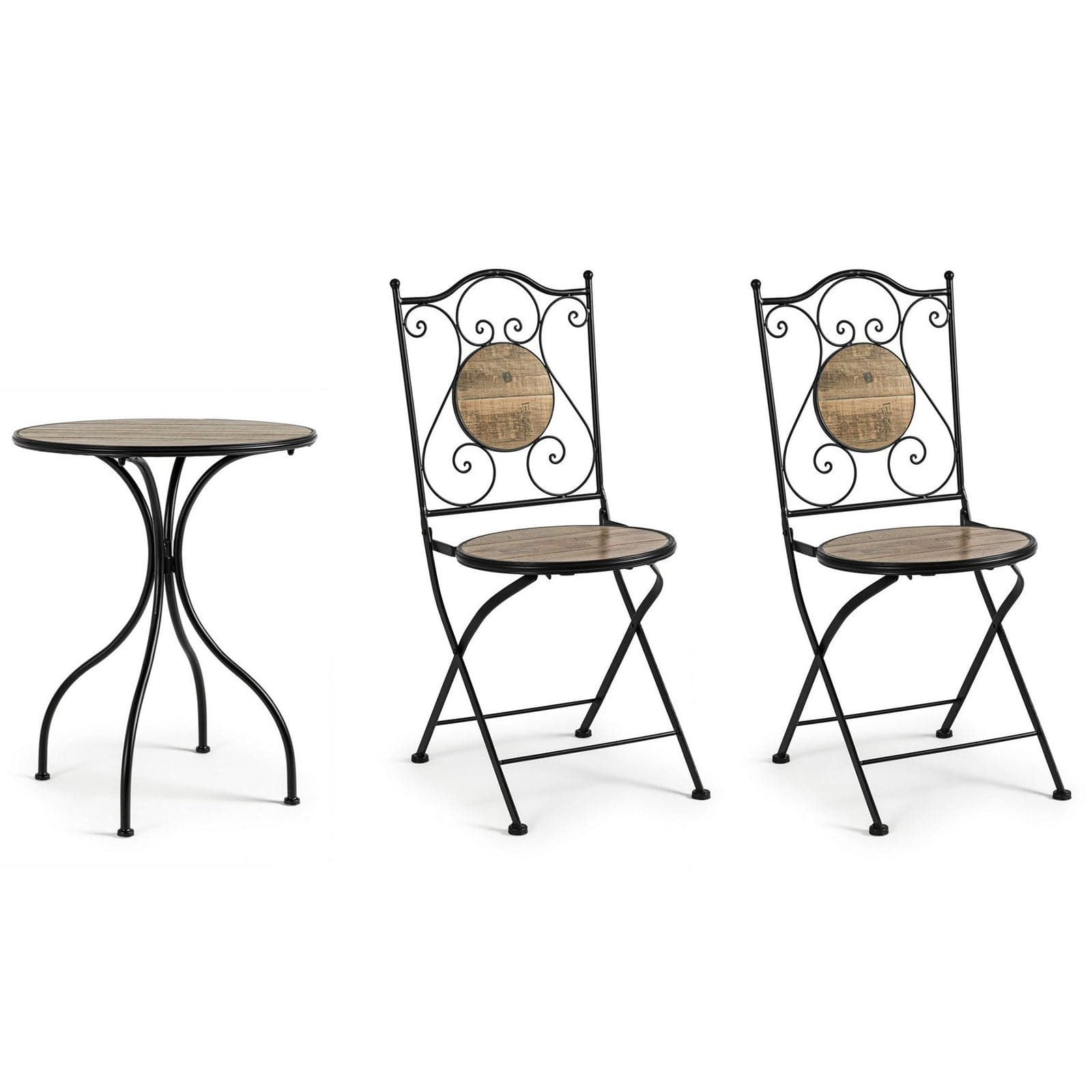 Set Tavolino tondo con 2 sedie in acciaio per giardino e bar da esterno in Tavoli standard Decor Space - Altamura, commercioVirtuoso.it