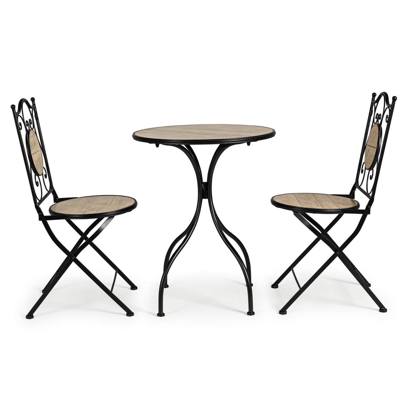 Set Tavolino tondo con 2 sedie in acciaio per giardino e bar da esterno in Tavoli standard Decor Space - Altamura, commercioVirtuoso.it