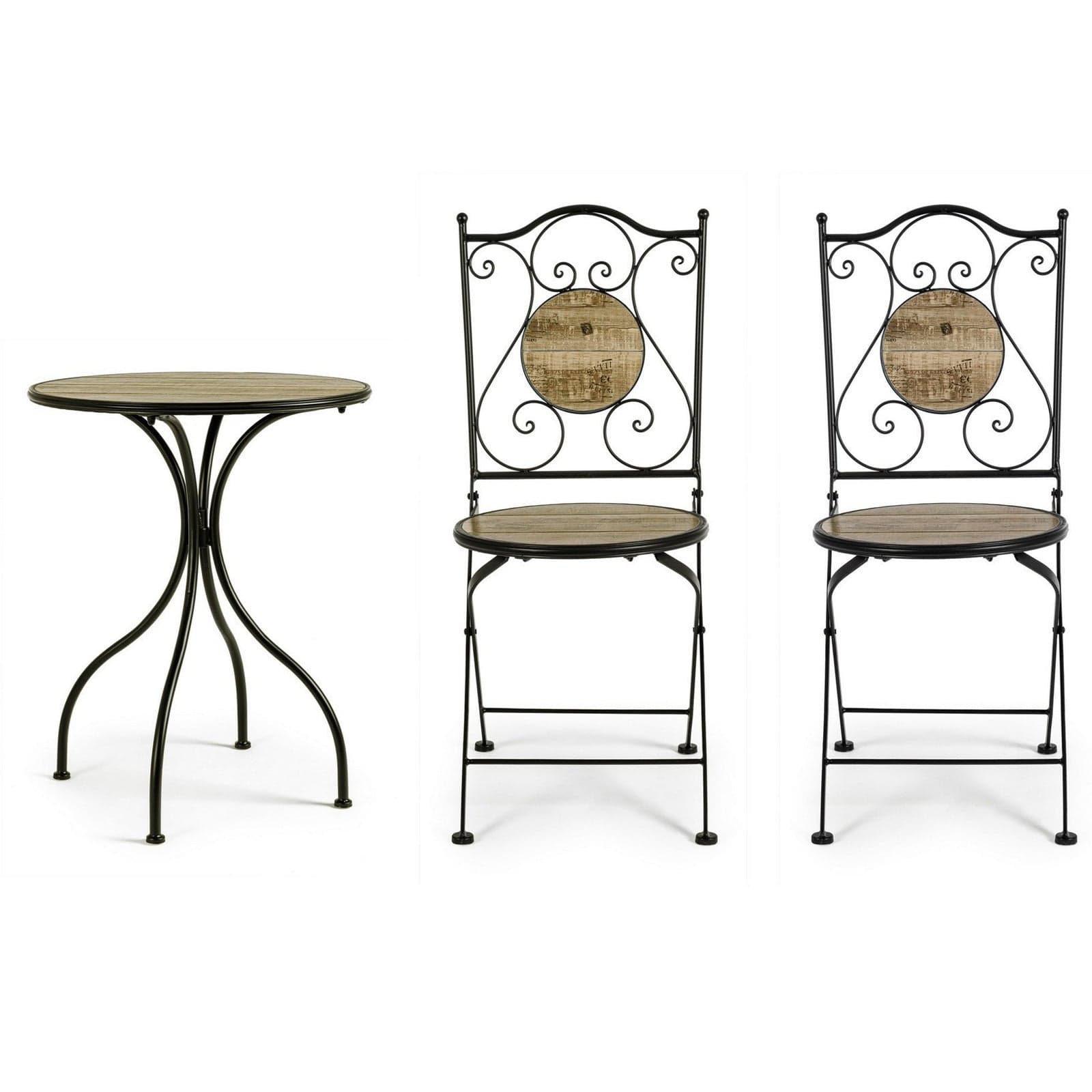 Set Tavolino tondo con 2 sedie in acciaio per giardino e bar da esterno in Tavoli standard Decor Space - Altamura, commercioVirtuoso.it