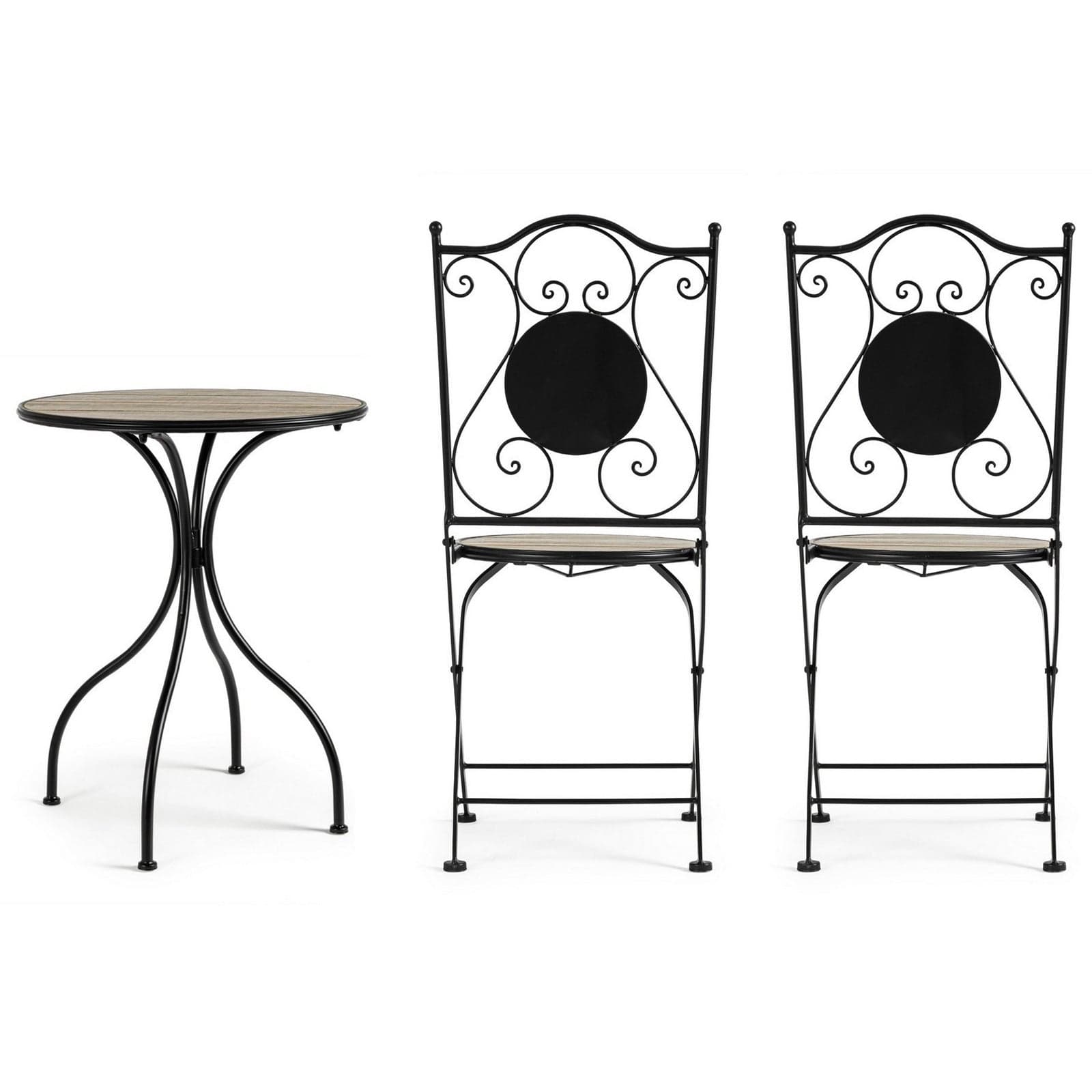 Set Tavolino tondo con 2 sedie in acciaio per giardino e bar da esterno in Tavoli standard Decor Space - Altamura, commercioVirtuoso.it