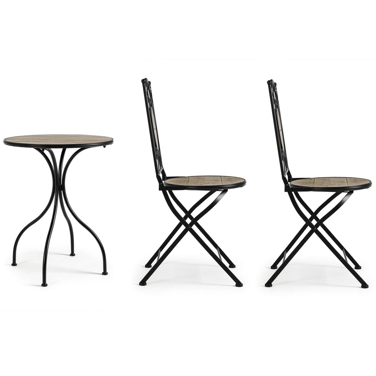 Set Tavolino tondo con 2 sedie in acciaio per giardino e bar da esterno in Tavoli standard Decor Space - Altamura, commercioVirtuoso.it