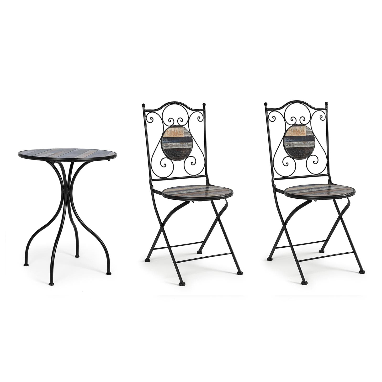 Set Tavolino tondo con 2 sedie in acciaio per giardino e bar da esterno in Tavoli standard Decor Space - Altamura, commercioVirtuoso.it