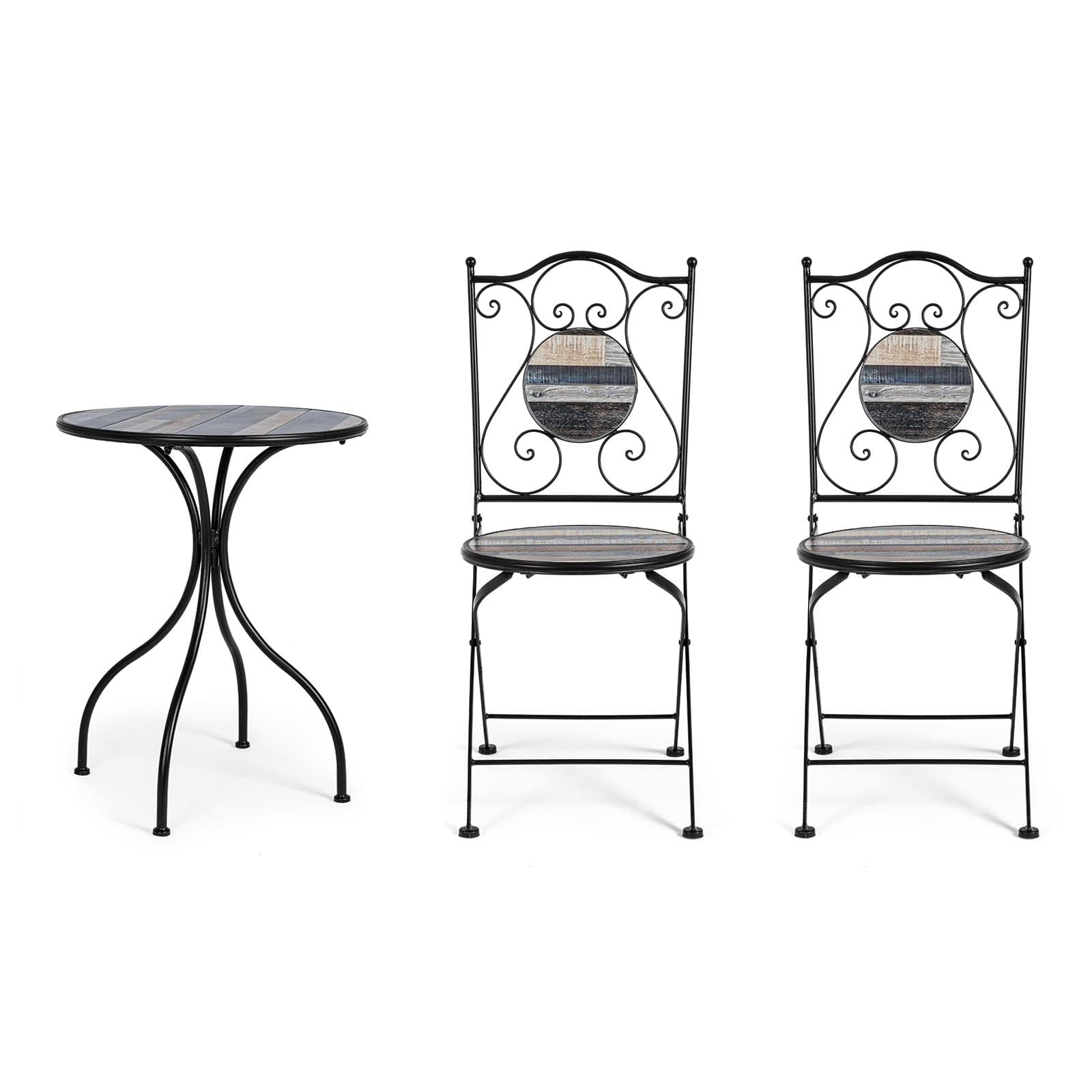 Set Tavolino tondo con 2 sedie in acciaio per giardino e bar da esterno in Tavoli standard Decor Space - Altamura, commercioVirtuoso.it