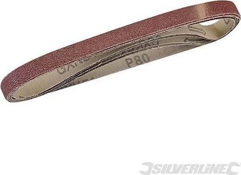 Nastri abrasivi per levigatrice silverline 5 pezzi 13x457mm Grana 40-60-80-120 – metallo