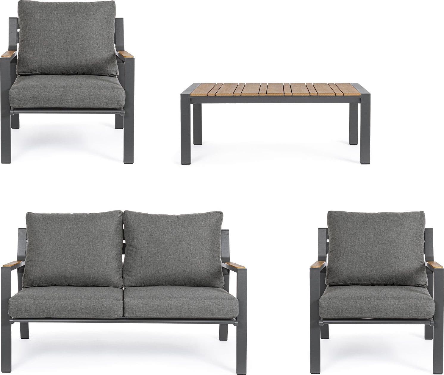 Salottino moderno "Ernst" in alluminio e polywood da giardino e veranda in Set di mobili Decor Space - Altamura, commercioVirtuoso.it