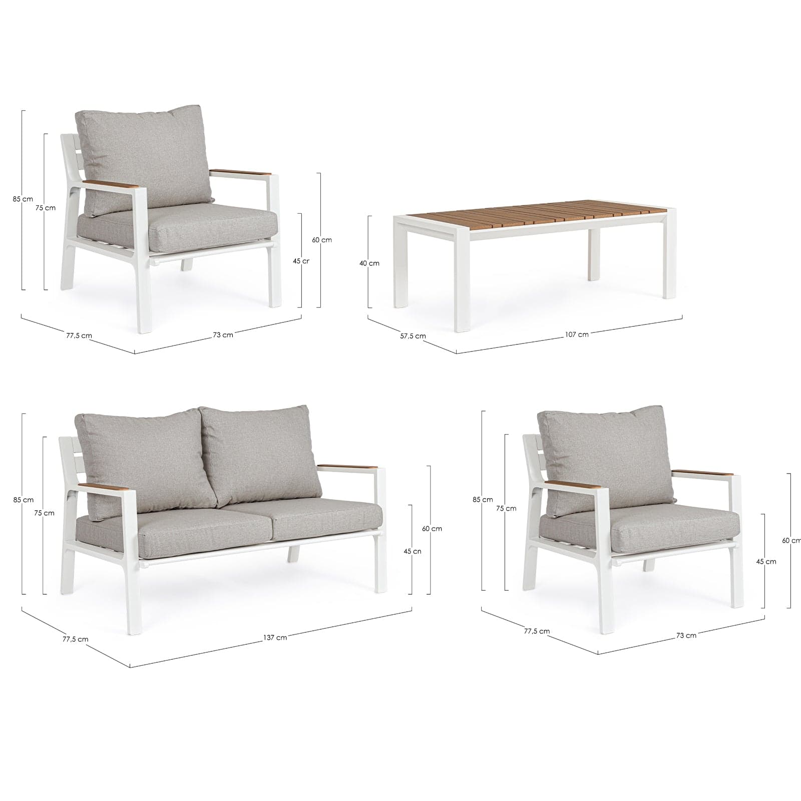 Salottino moderno "Ernst" in alluminio e polywood da giardino e veranda in Set di mobili Decor Space - Altamura, commercioVirtuoso.it