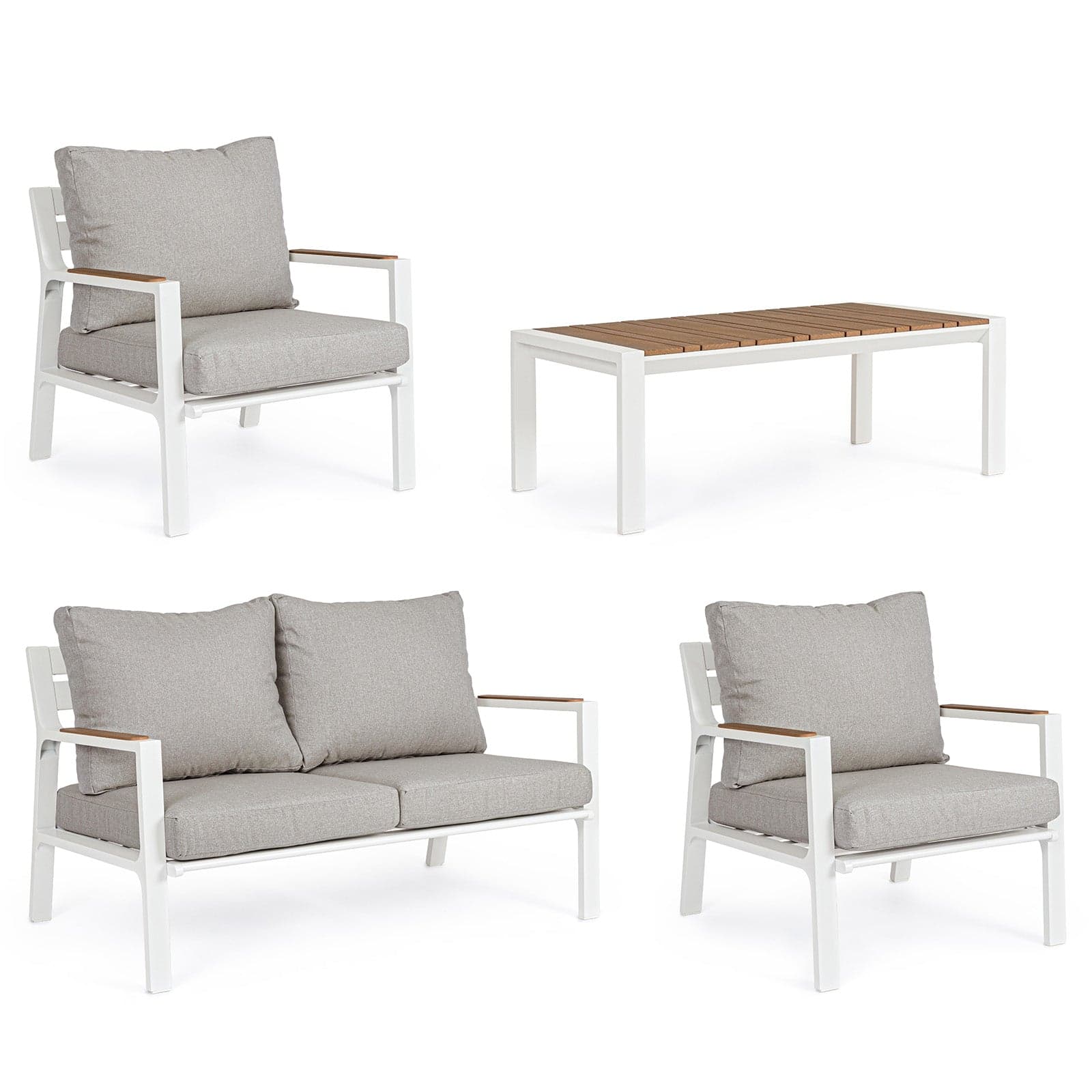 Salottino moderno "Ernst" in alluminio e polywood da giardino e veranda in Set di mobili Decor Space - Altamura, commercioVirtuoso.it