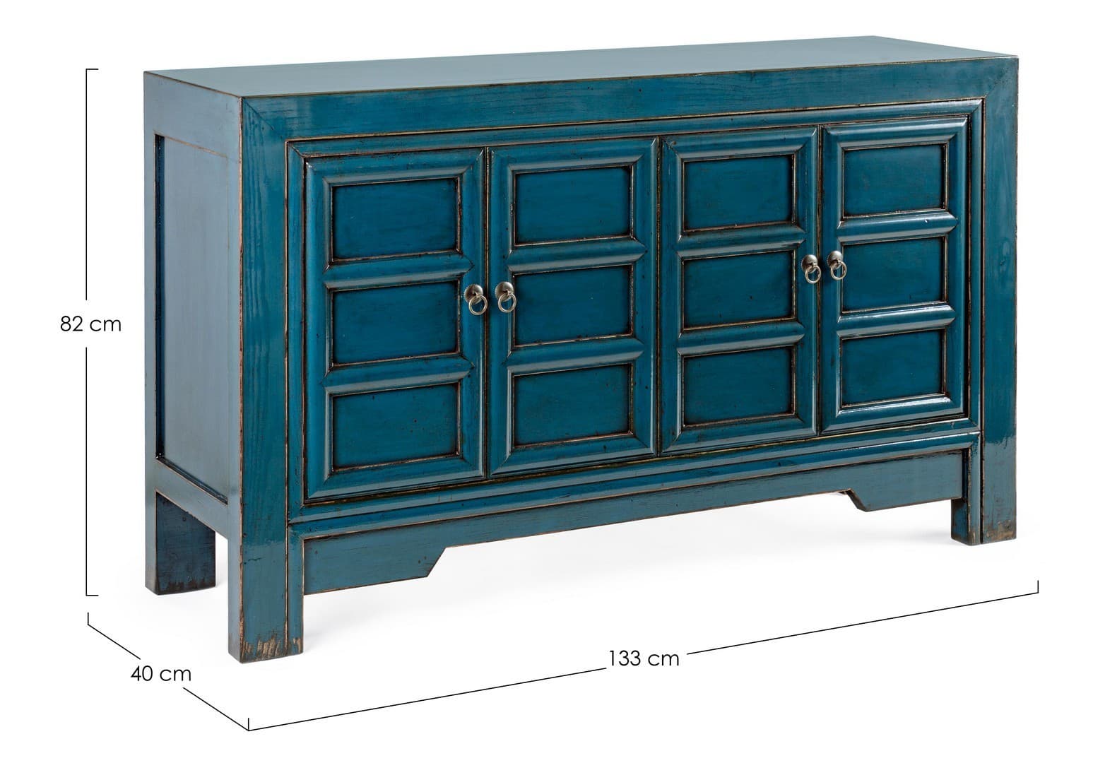 Credenza "Jinan", struttura in legno di olmo riciclato, con finitura lucida, maniglie in rame in Credenze Decor Space - Altamura, commercioVirtuoso.it