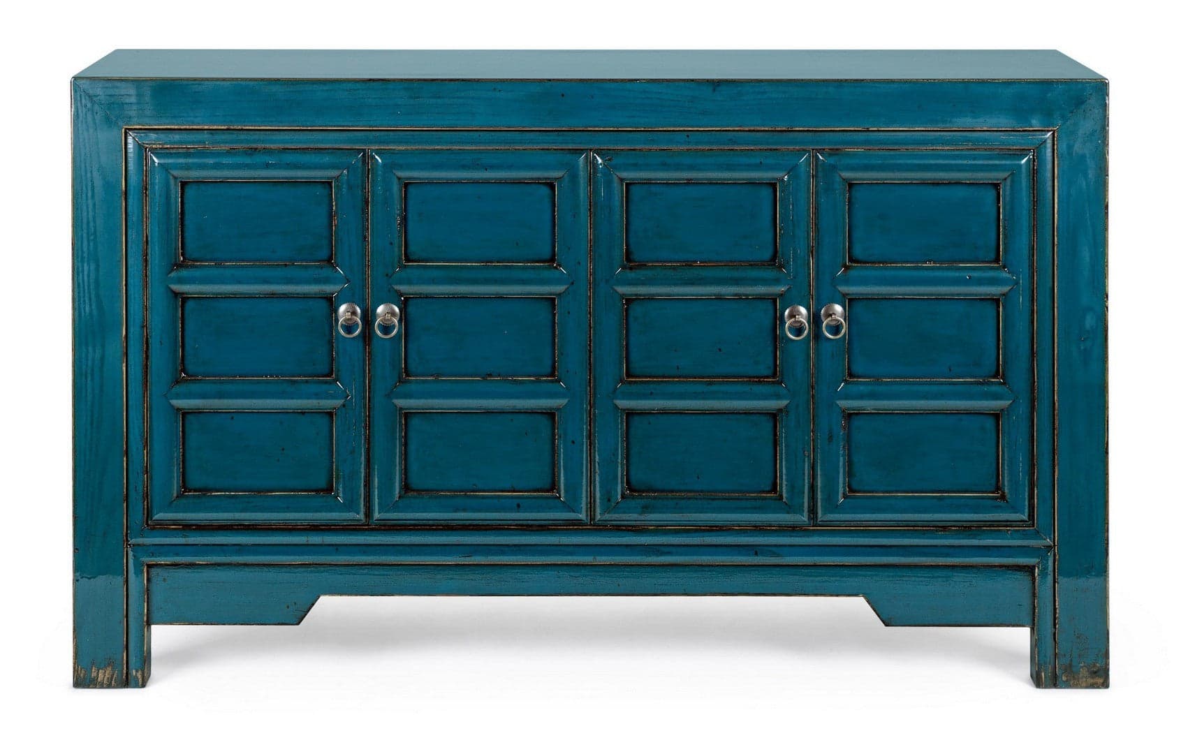 Credenza "Jinan", struttura in legno di olmo riciclato, con finitura lucida, maniglie in rame in Credenze Decor Space - Altamura, commercioVirtuoso.it