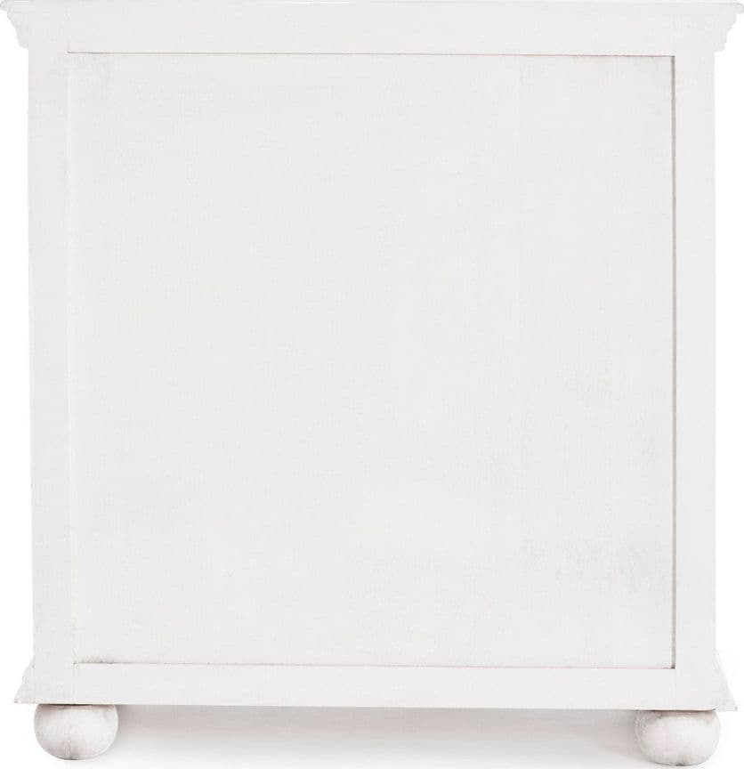 Credenza "Alinta" bianca, struttura in legno di mango, con ante intarsiate a mano, stile fusion - 15