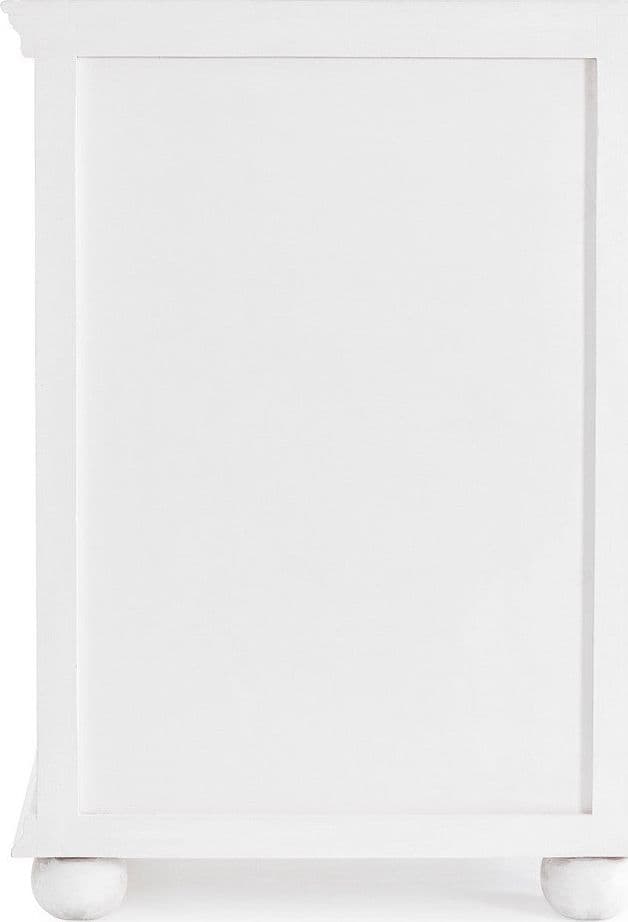 Credenza "Alinta" bianca, struttura in legno di mango, con ante intarsiate a mano, stile fusion - 4