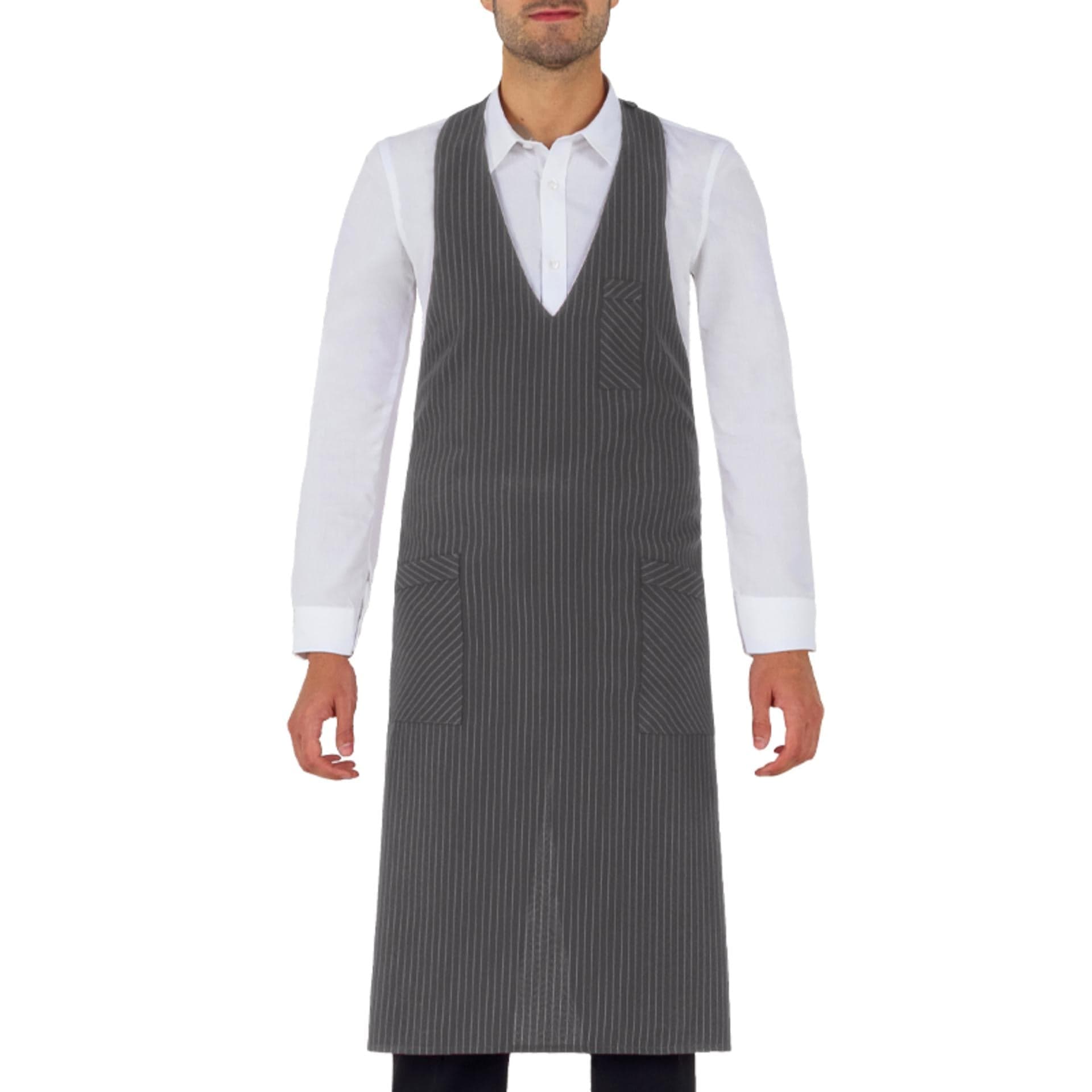Grembiule Reno Gessato Grigio Grembiule con Pettorina Cameriere Sommelier - 2
