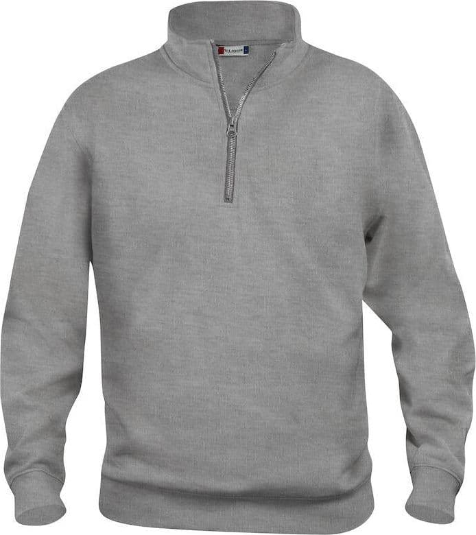 Felpa Basic Mezza Zip Grigio Melange Felpa Unisex con Cerniera Taglie Forti - 2