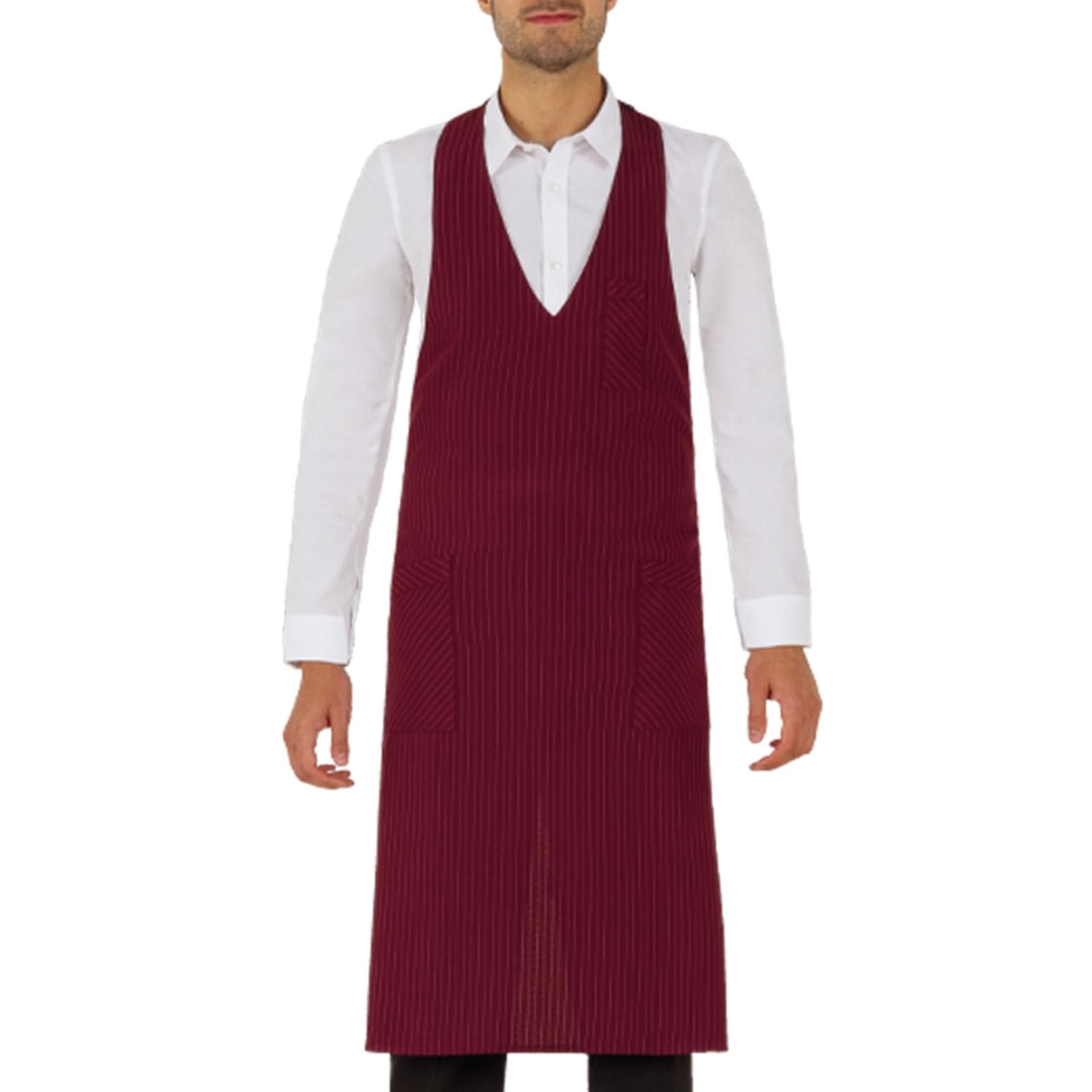 Grembiule Reno Gessato Bordeaux Grembiule con Pettorina Cameriere Sommelier - 2