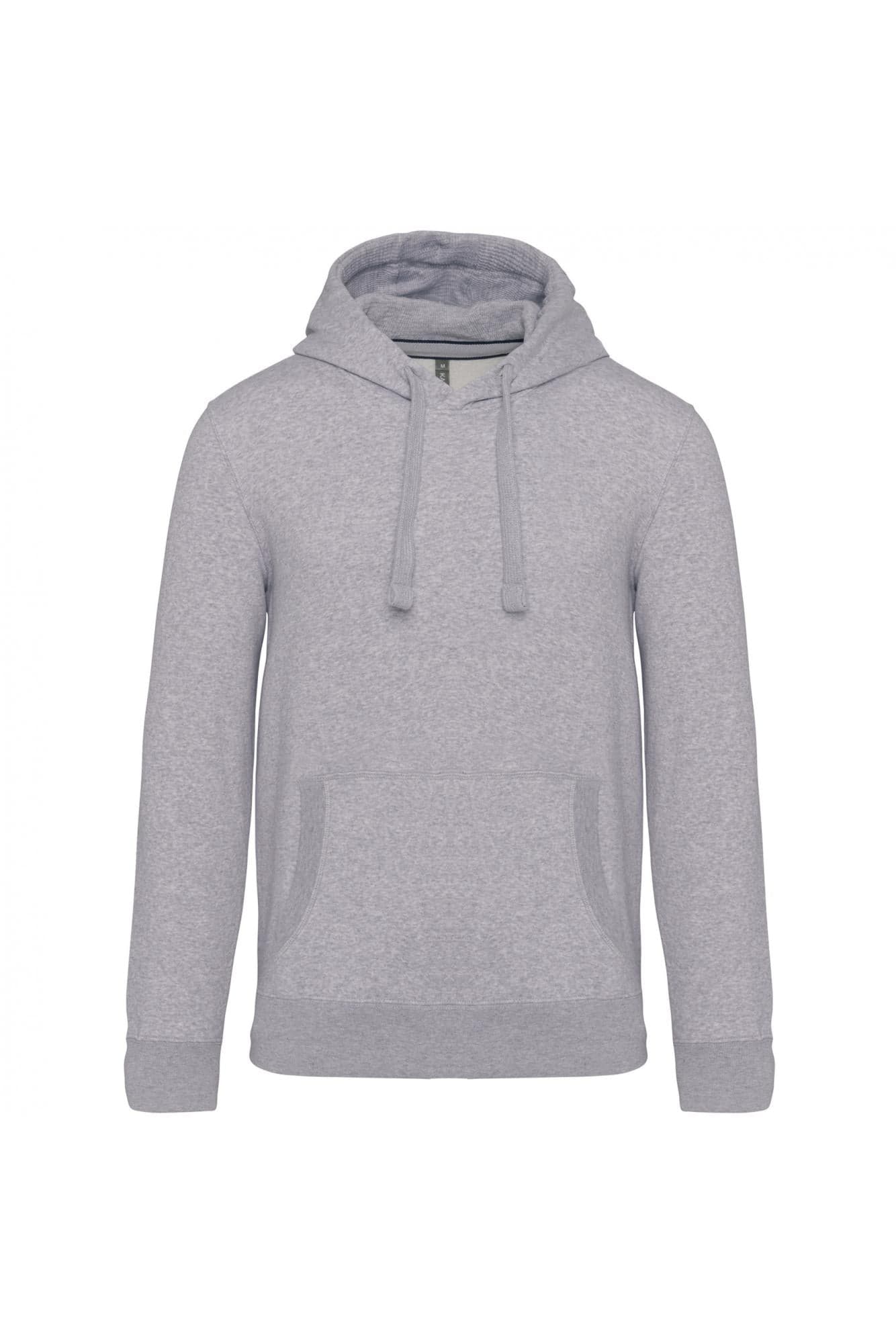 Felpa Premium Grigio Melange Felpa Unisex con Cappuccio Tascone Marsupio - 2