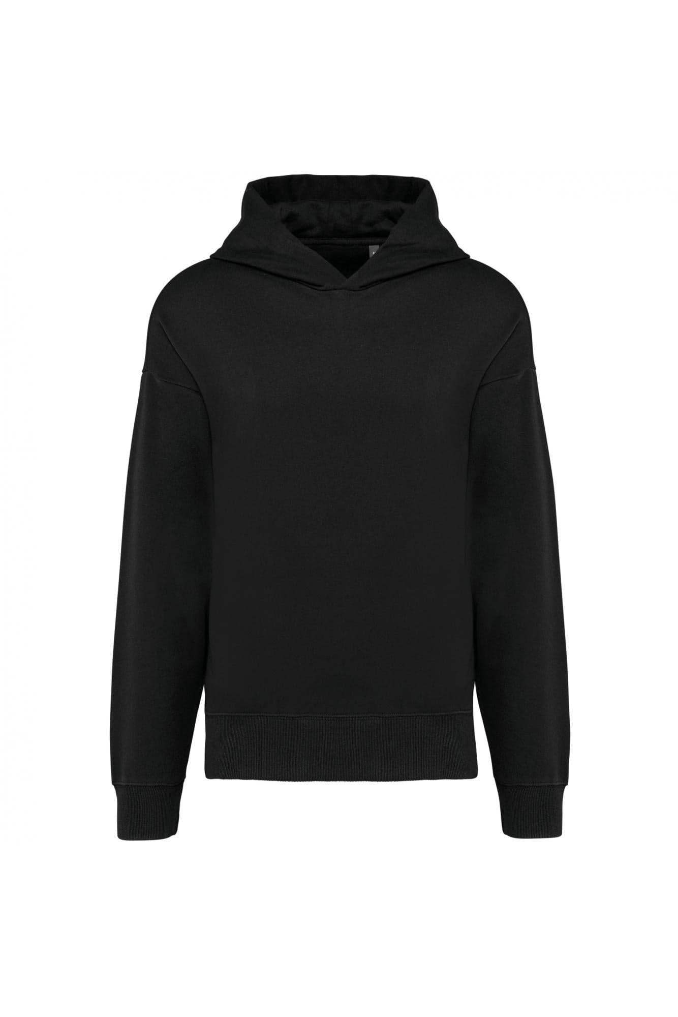 Felpa Kariban Oversize Nero Felpa Unisex con Cappuccio Tascone Marsupio Spalle Cadenti - 2