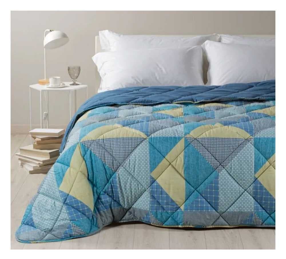 CALEFFI TRAPUNTA INVERNALE LETTO SINGOLO 1 PIAZZA DENIM BLUES COTONE - 3