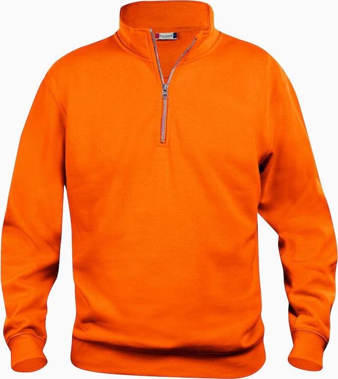 Felpa Basic Mezza Zip Arancio Fluo Felpa Unisex con Cerniera - 2