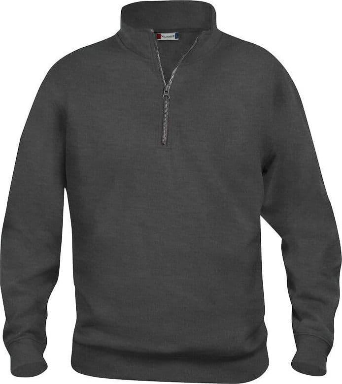 Felpa Basic Mezza Zip Antracite Melange Felpa Unisex con Cerniera Taglie Forti - 2