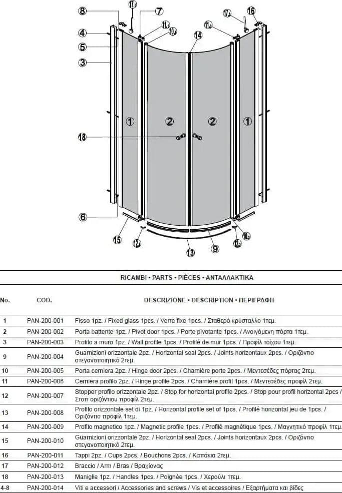 Box Doccia Semicircolare 6mm Anticalcare H190 Apertura Interna Esterna - 4